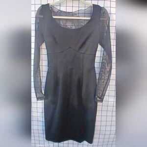 Alexia Admor Black Sheath Dress Long Sleeve Scoop Neck